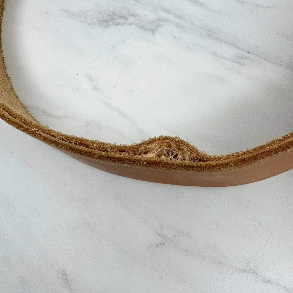 Brown Genuine Leather Belt Bronze Buckle Mens Size 36 ✨